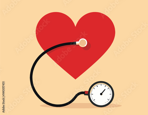 Obraz na płótnie Red Heart with Sphygmomanometer for Blood Pressure Checkup w salonie