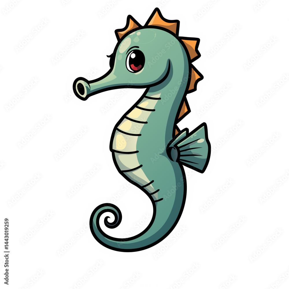 Fototapeta premium vector illustration of a cartoon seahorse