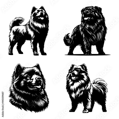 Chow Chow Dog Vector Set in Clean and Minimalist Flat Style