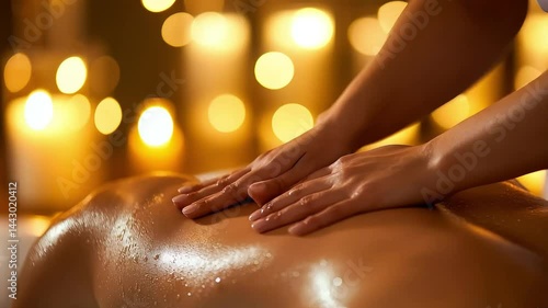 Wallpaper Mural A young European woman enjoys a calming spa massage, as a therapist’s skilled hands care for her skin in a cozy, candlelit atmosphere of beauty and wellness. Torontodigital.ca
