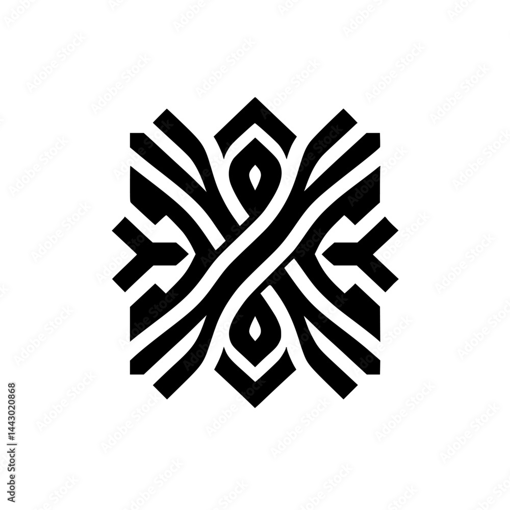 Abstract Geometric Knotwork Symbol Design - Modern Black & White Pattern Element Abstract Geometric Knotwork Symbol Design - Modern Black & White Pattern Element