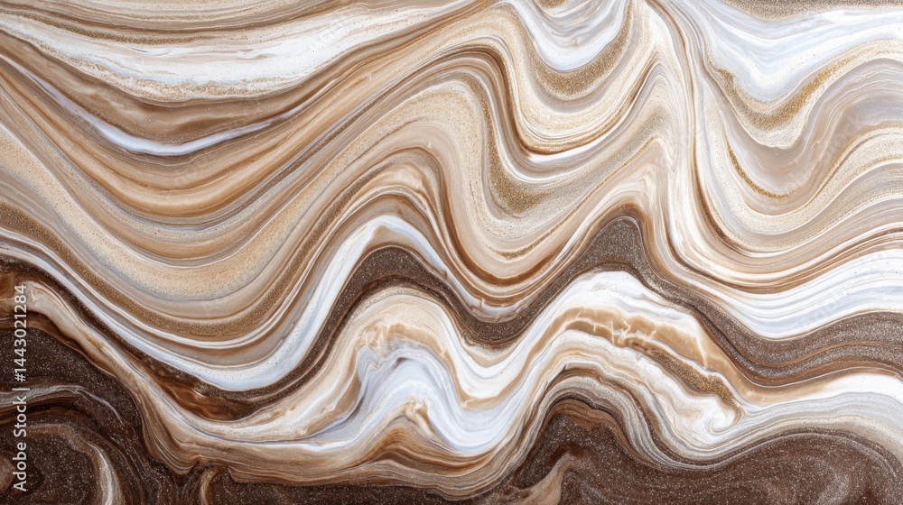 Abstract brown and white fluid art background with swirling patterns and golden glitter accents creating a luxurious and elegant marble effect perfect for artistic designs Abstract brown and white fluid art background with swirling patterns and golden glitter accents creating a luxurious and elegant marble effect perfect for artistic designs
