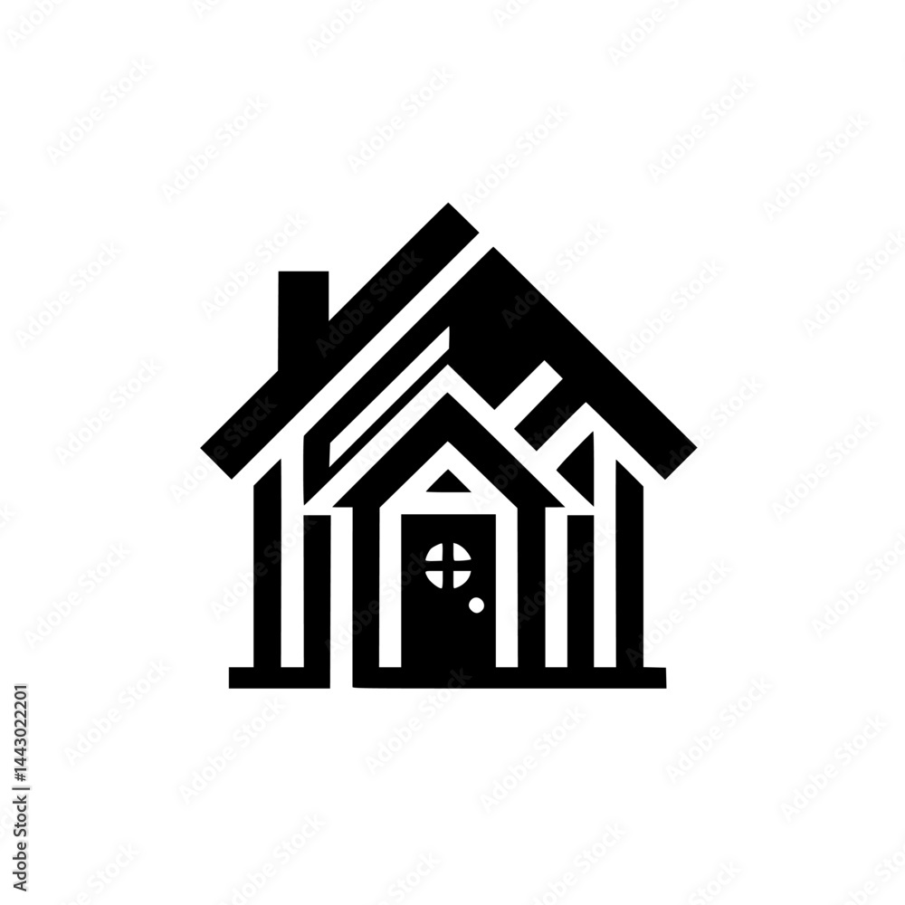Fototapeta premium Modern Geometric Abstract House Icon Black Silhouette