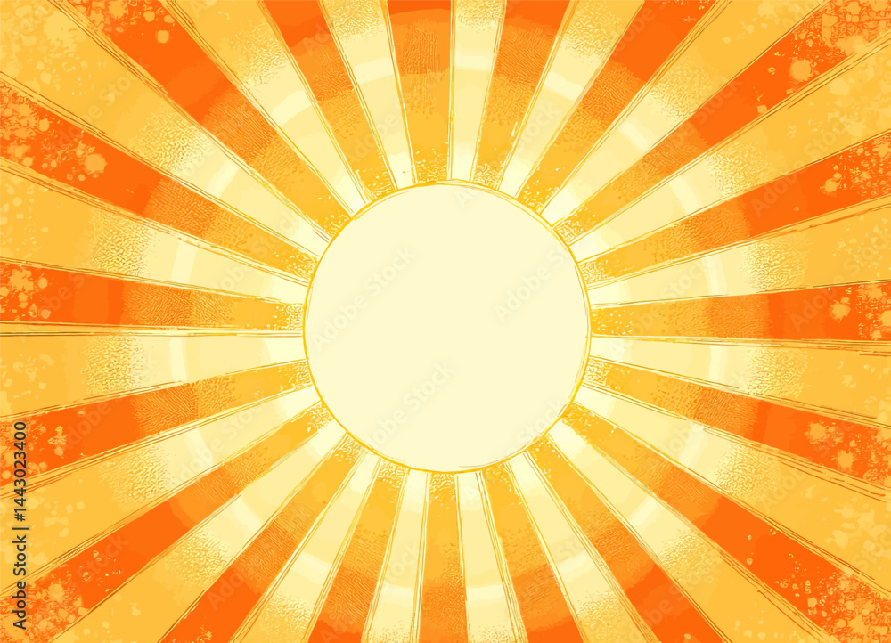 Orange and Yellow Sunburst with Central Circle