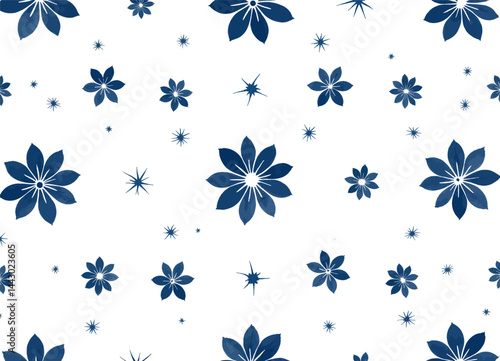 Obraz na płótnie Navy floral and star pattern on white background w salonie