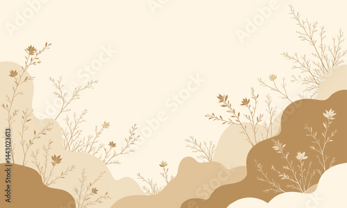 Obraz na płótnie Neutral Tones Botanical Illustration with Copy Space w salonie