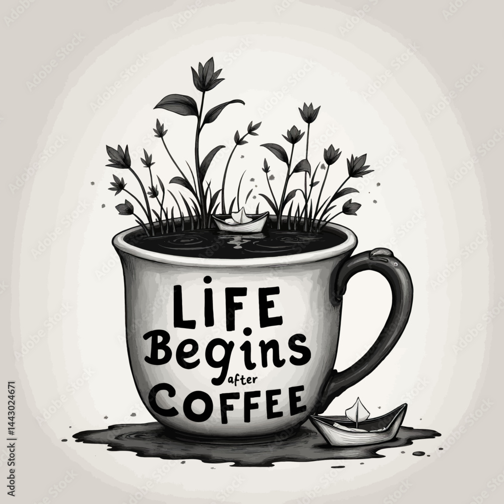Monochrome Coffee Cup with