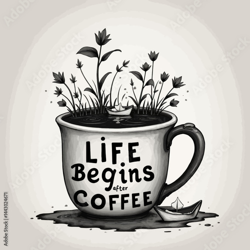 Obraz na płótnie Monochrome Coffee Cup with