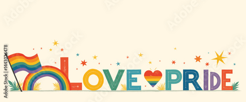 Obraz na płótnie Love Pride Rainbow Flag with Stars Illustration w salonie