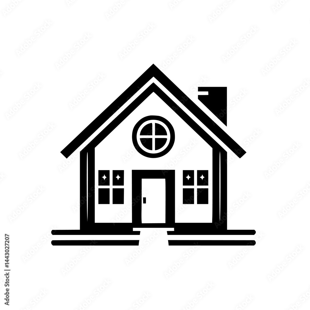 Clean Lines Minimalist House Icon Black and White Vector Illustration Clean Lines Minimalist House Icon Black and White Vector Illustration