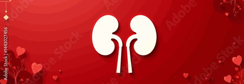 Obraz na płótnie Kidney Health Awareness on Red with Heart Accents w salonie