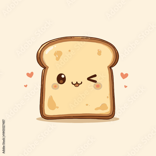 Obraz na płótnie Kawaii toast slice winking with hearts, cute food art w salonie