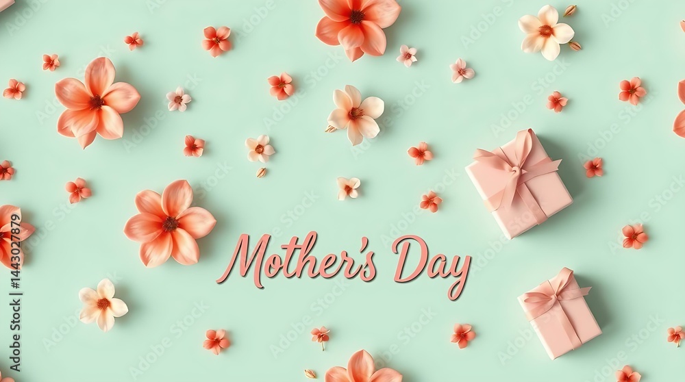 Elegant Mother's Day Background with Gifts and Flowers Elegant Mother's Day Background with Gifts and Flowers