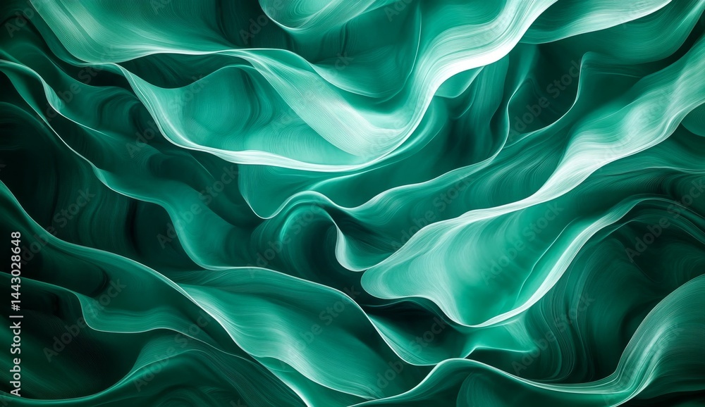 Obraz premium Abstract teal and white flowing fabric pattern