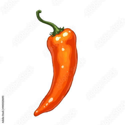 Obraz na płótnie Illustration of orange pepper with a green stem w salonie