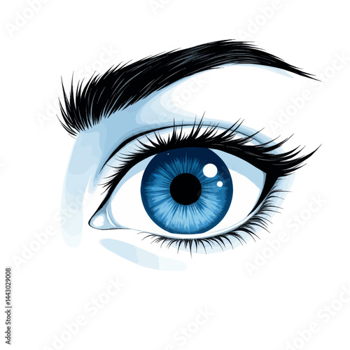 Obraz na płótnie Illustration of a striking blue eye with long lashes w salonie