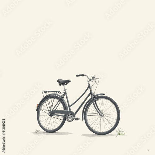 Obraz na płótnie Illustration of a black bicycle with a rear rack w salonie