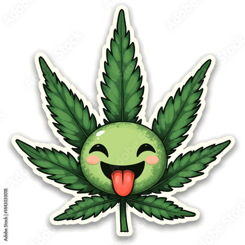 Happy Cannabis Leaf Emoji Sticking Tongue Out