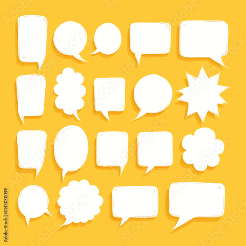 Obraz na płótnie Hand-drawn speech bubbles on yellow background w salonie