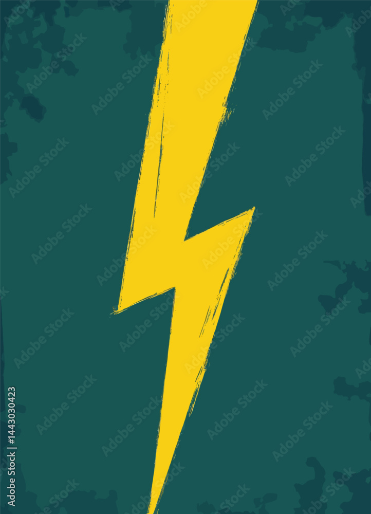 Grunge Texture with Yellow Lightning Bolt on Teal