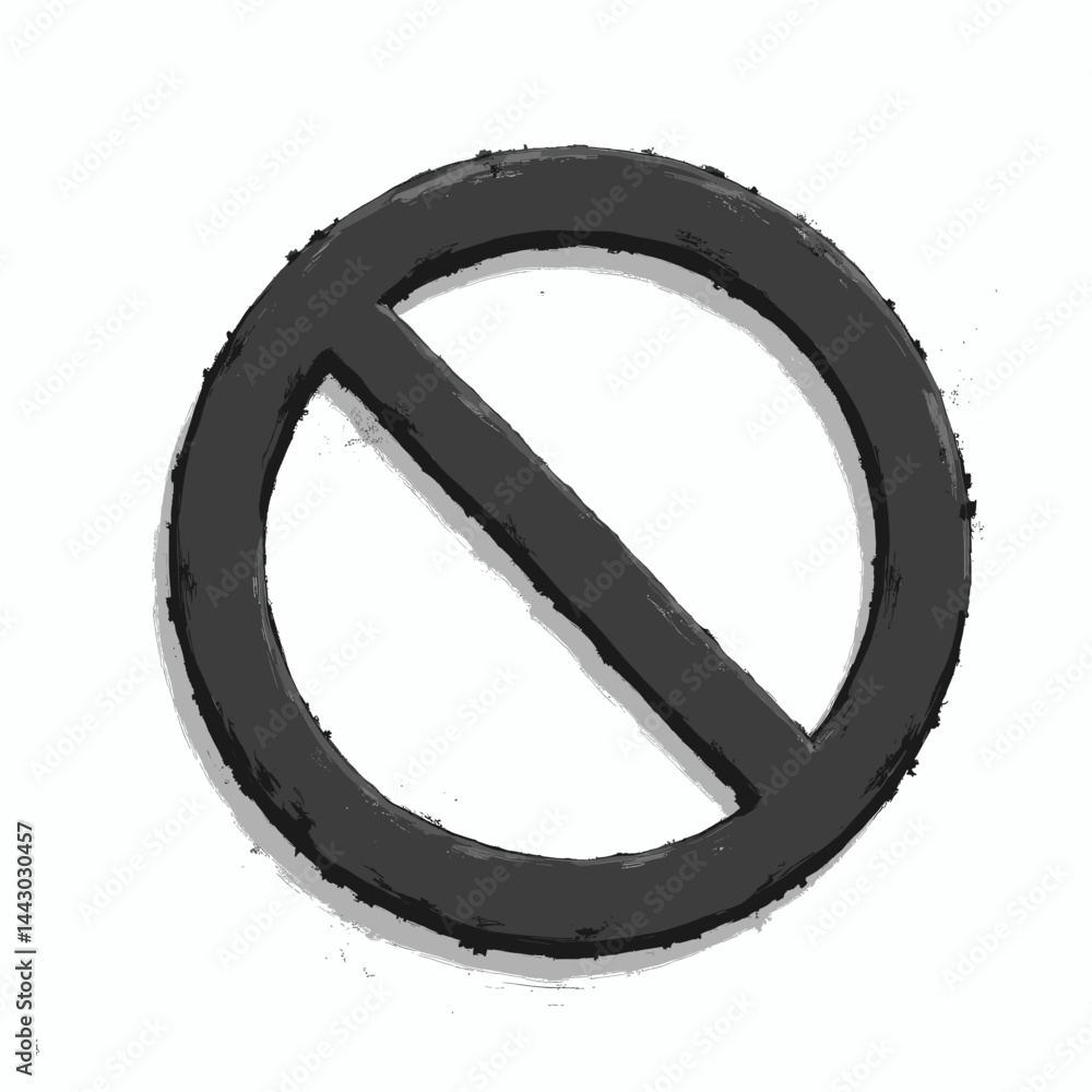 Grunge Black No Sign on White Background