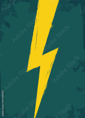Obraz na płótnie Grunge Texture with Yellow Lightning Bolt on Teal w salonie