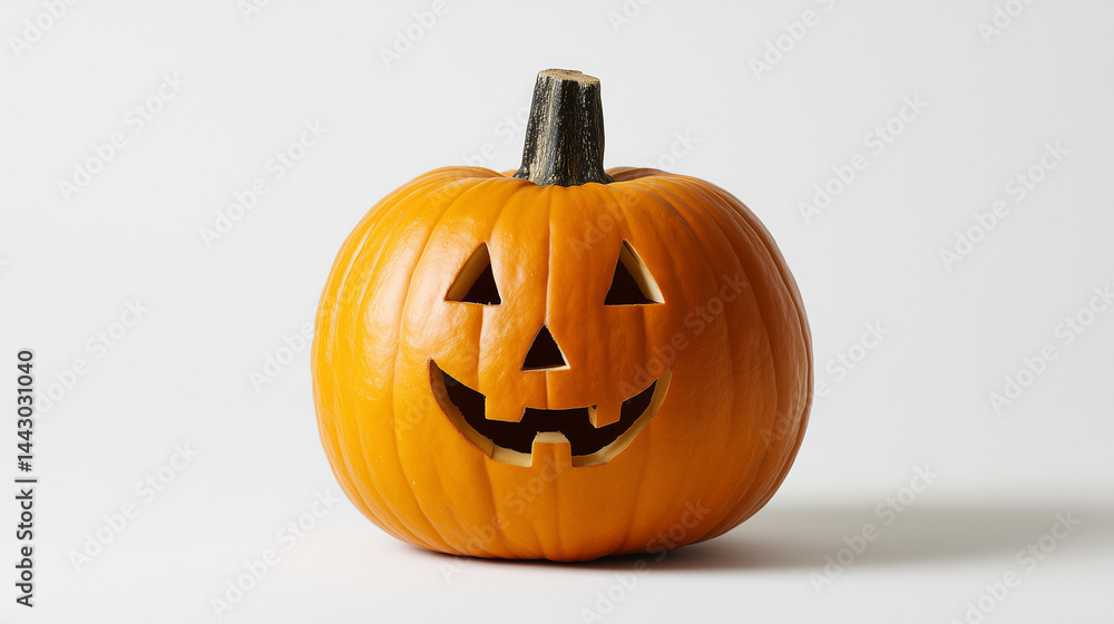 Smiling jack-o'-lantern on bright white background for Halloween Smiling jack-o'-lantern on bright white background for Halloween