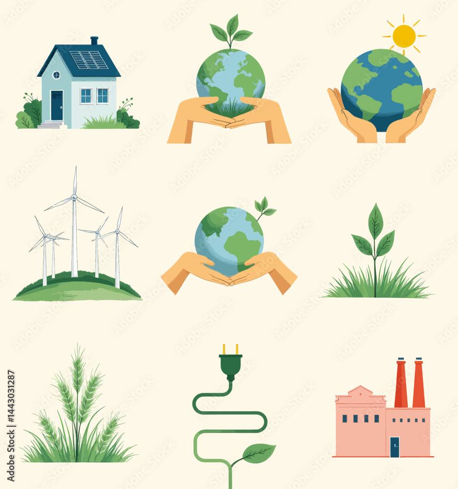Green Energy and Sustainability Concepts Collage