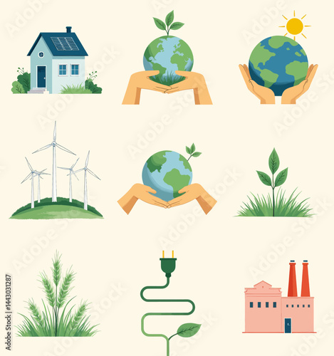 Obraz na płótnie Green Energy and Sustainability Concepts Collage w salonie