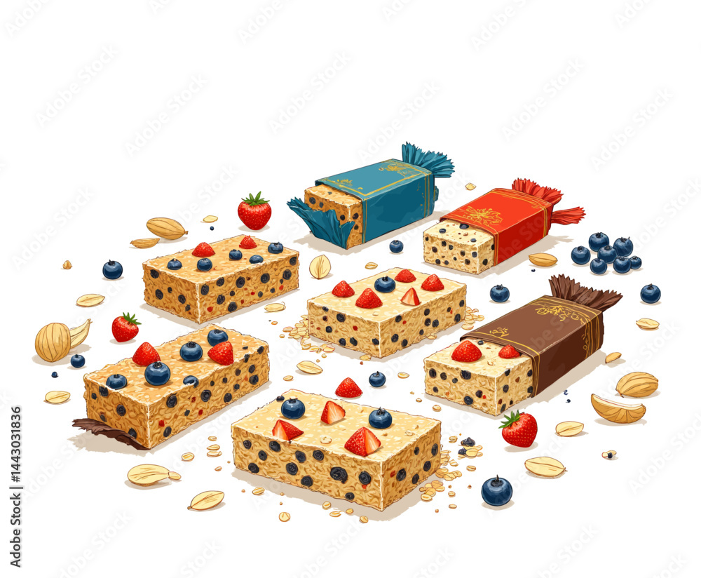 Granola Bars with Berries and Decorative Wrappers