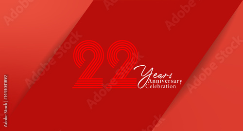 Celebrating a significant milestone: a twenty-two year anniversary with stylish and modern design elements in vibrant shades of red.