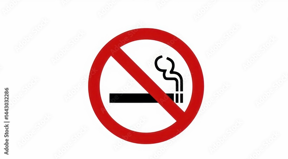 A no smoking sign on white background, clean design, health focus A no smoking sign on white background, clean design, health focus