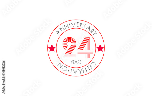 24th Anniversary Celebration Emblem: Striking design in red, perfect for marking 24 years of achievement and commemorative events.