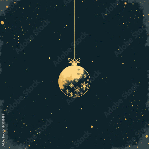 Obraz na płótnie Gold Snowflake Ornament on Starry Night Background w salonie