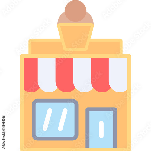 Ice Cream Parlor Flat Icon
