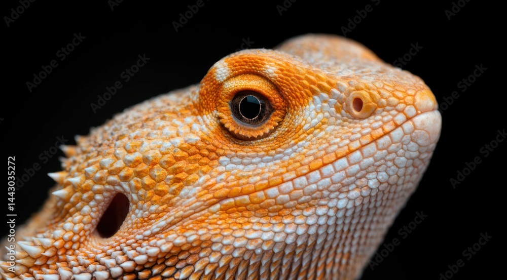 Obraz premium Close-up portrait of a bearded dragon with detailed skin texture.