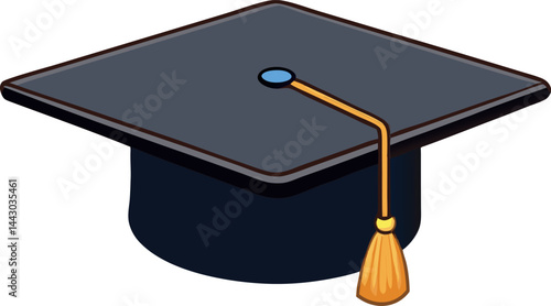 Graduation Cap Vector Illustration – Premier Academic Achievement & Graduation Ceremony Icon for Degree and University Designs