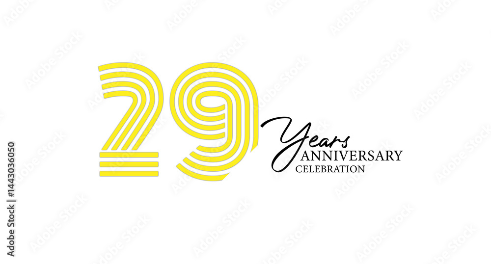 Obraz premium Celebrating 29 Years: A milestone anniversary illustrated with elegant design, perfect for event decor and congratulatory cards.
