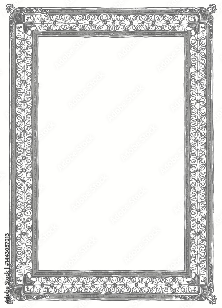 Floral Border Frame with Intricate Corner Details
