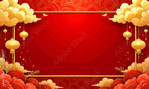 Obraz na płótnie Festive Red and Gold Chinese New Year Background w salonie