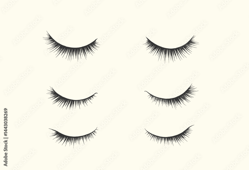 False Eyelashes Set on Cream Background