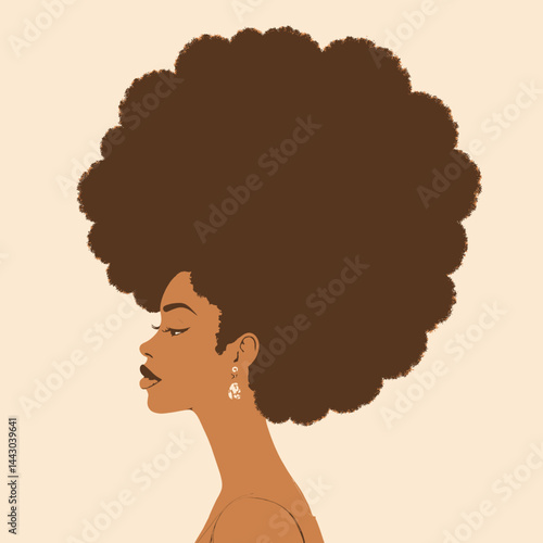 Obraz na płótnie Elegant Black Woman with Large Afro and Gold Earrings w salonie