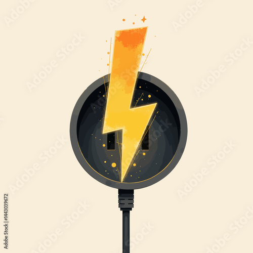 Obraz na płótnie Electric plug with orange lightning bolt symbol w salonie