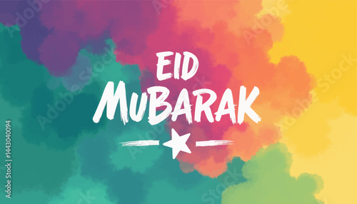 Obraz na płótnie Eid Mubarak Greeting with Colorful Watercolor Background w salonie
