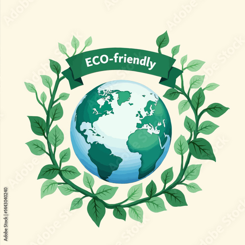 Obraz na płótnie Eco-friendly Earth globe with green leaf wreath w salonie