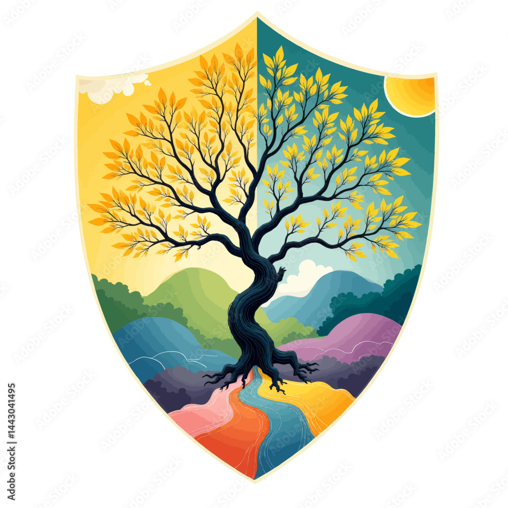 Dichotomy Tree Shield: Yellow and Green Seasonality