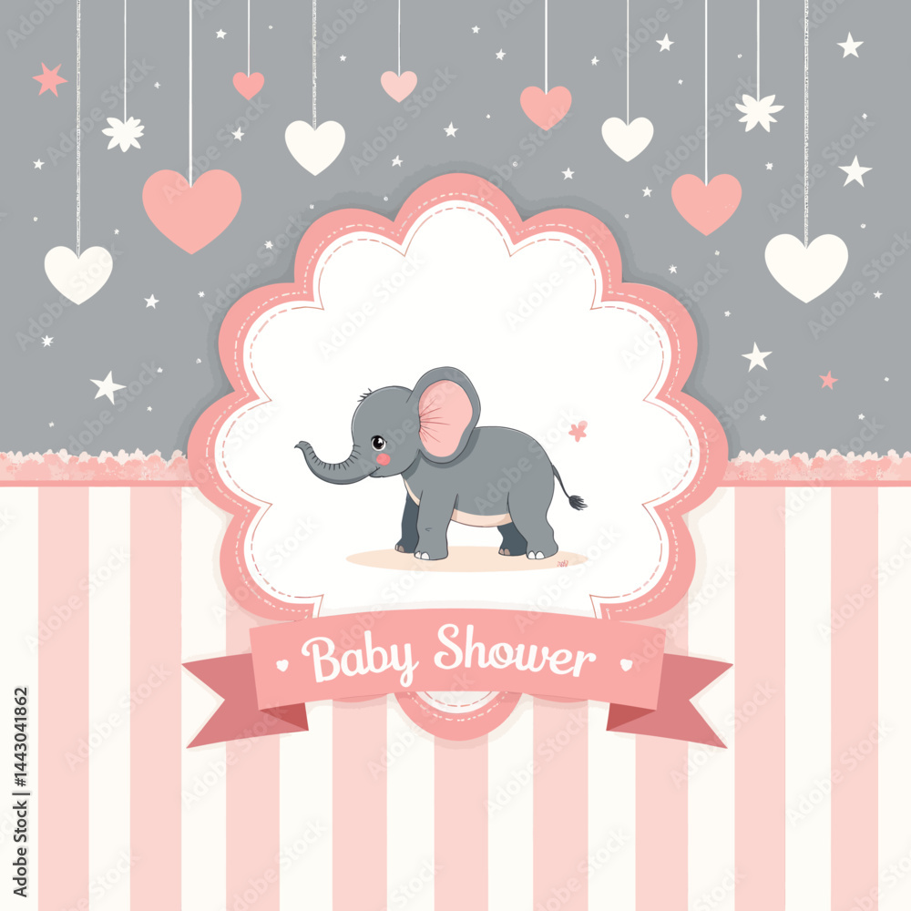 Cute Elephant Baby Shower Invitation Design