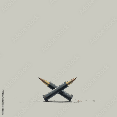 Obraz na płótnie Crossed rifle bullets on grey background w salonie
