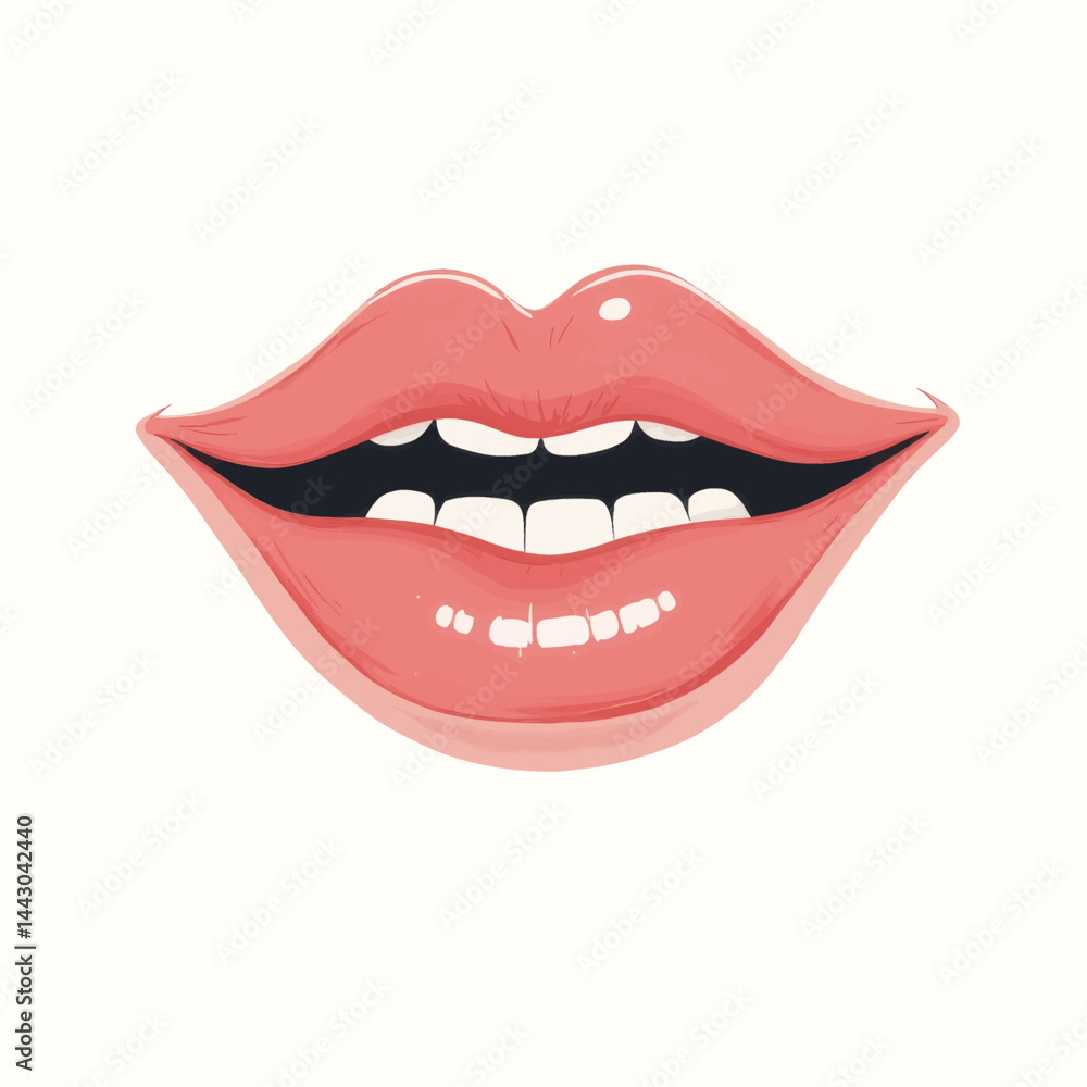 Coral Lips with White Teeth Illustration