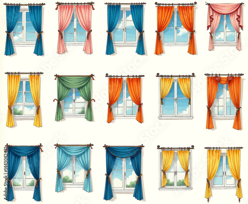 Obraz na płótnie Curtain Style Guide: Assorted Colors and Designs w salonie